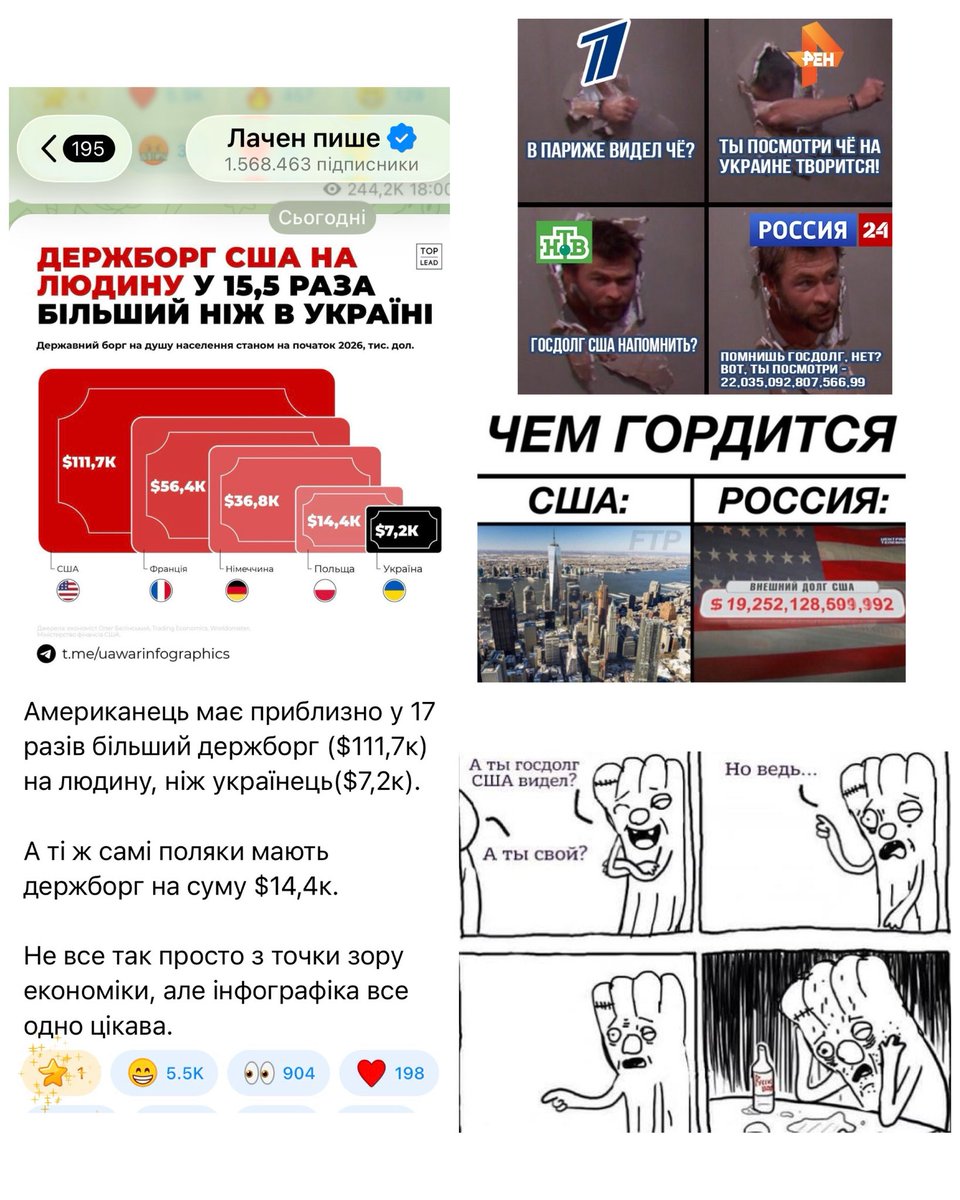 Ось і настав цей визначний час завдяки скандалу з будинками Зеленського та Fire Point - пропагандист режиму броньований Лачен публікує «госдолг США»!