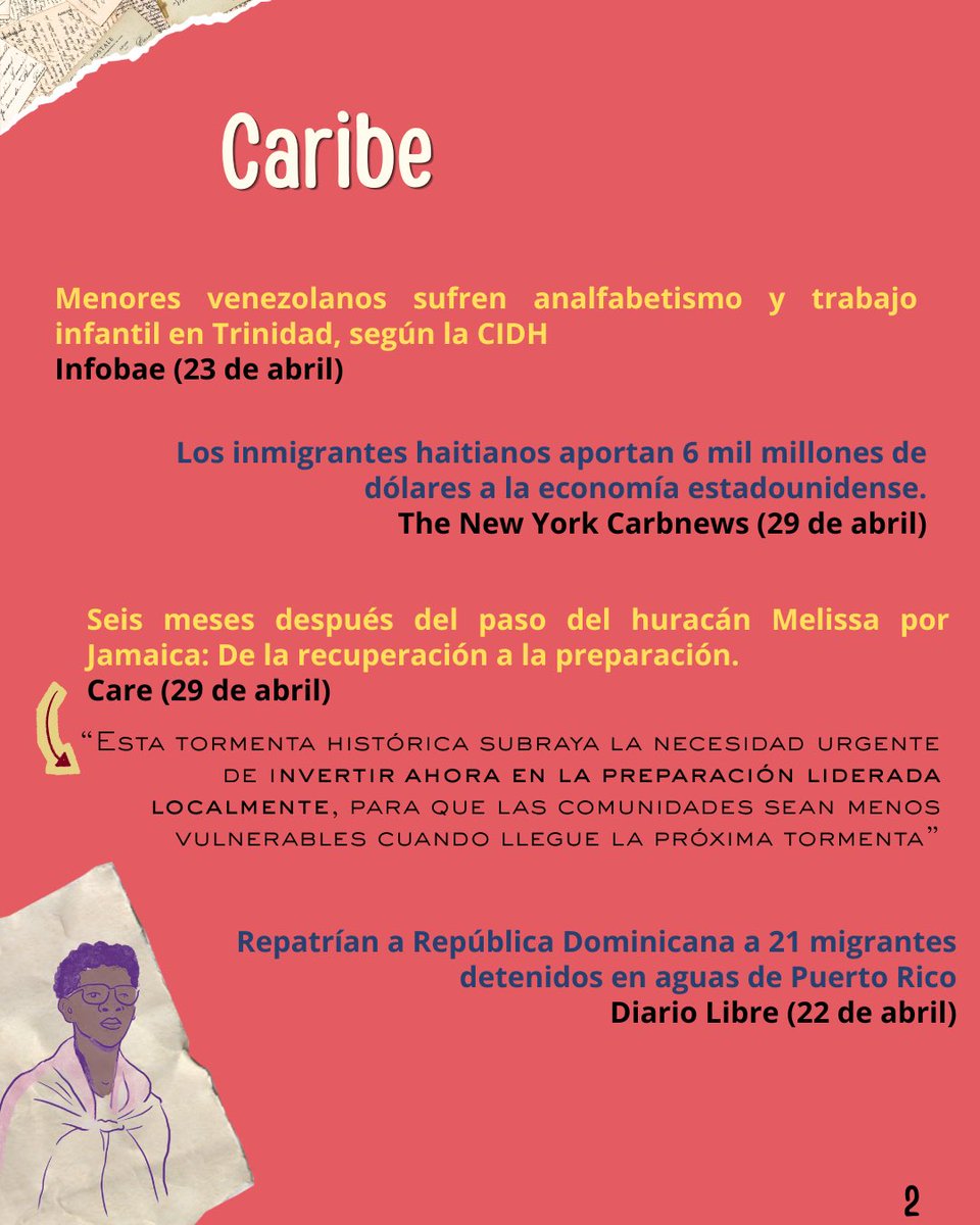 RJM_LAC's tweet photo. 🌞 ¡Buenas tardes! Esta semana compartimos noticias clave sobre la migración en las Américas. ¡Échales ojito!

🌎 Ponemos la lupa en las personas migrantes trabajadoras quienes siguen viviendo vulnerabilidades y al tiempo encuentran esperanza al reconstruir sus medios de vida. https://t.co/WeNSZ0hZf3