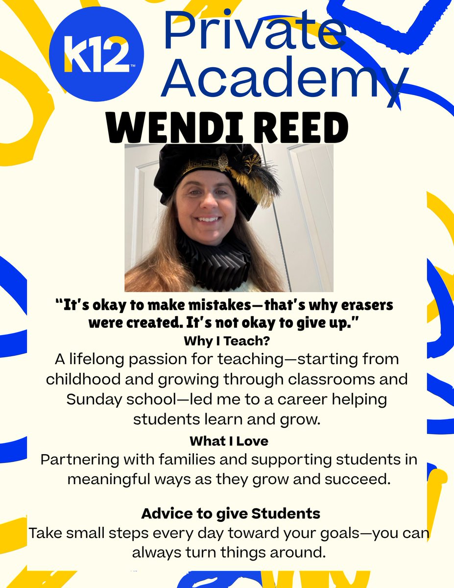 K12PrivateAcad's tweet photo. β¨ Teacher Appreciation Educator Spotlight β¨ All eyes on K12 Private Academy English teacher, Wendi Reed! She brings fun and passion to the classroom every day. Weβre proud to celebrate her! π
#WeAreK12PA #TeacherAppreciation #EducatorSpotlight #InspiringMinds https://t.co/6idGz23sw9