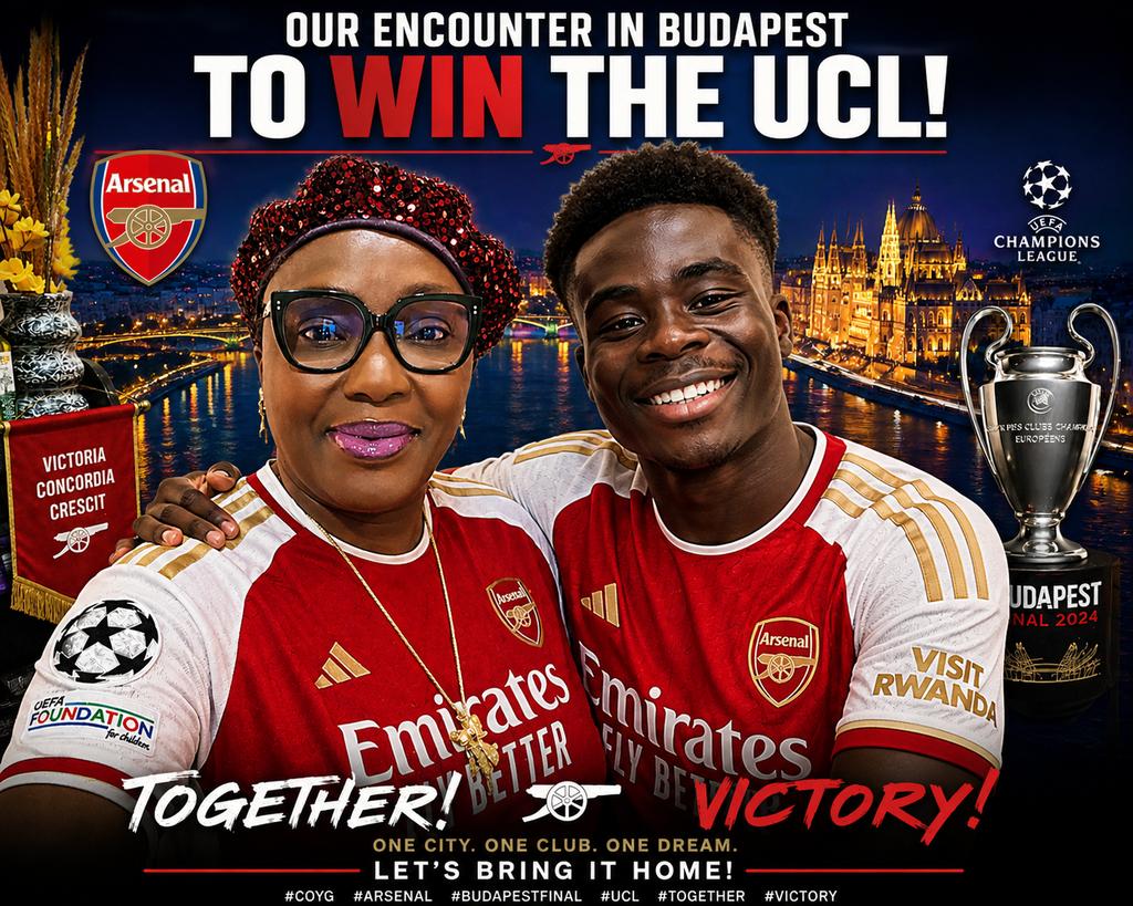 BimbyKathy's tweet photo. @Arsenal, my fearless boys, especially Bukayo Saka, ömö mi, thank you for carrying our dreams to Budapest; victory is ours! https://t.co/mYEpuxcCXd