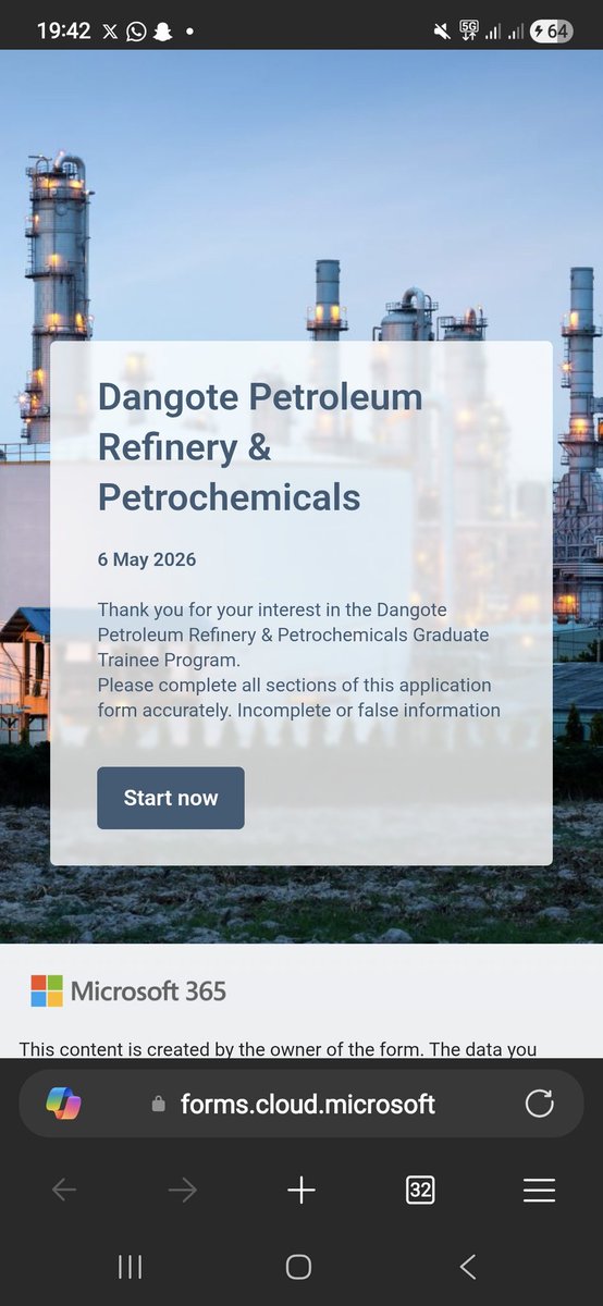 Dangote Petroleum Refinery and Petrochemicals Graduate Trainee Program 👇
tinyurl.com/DPRPGraduateTr…