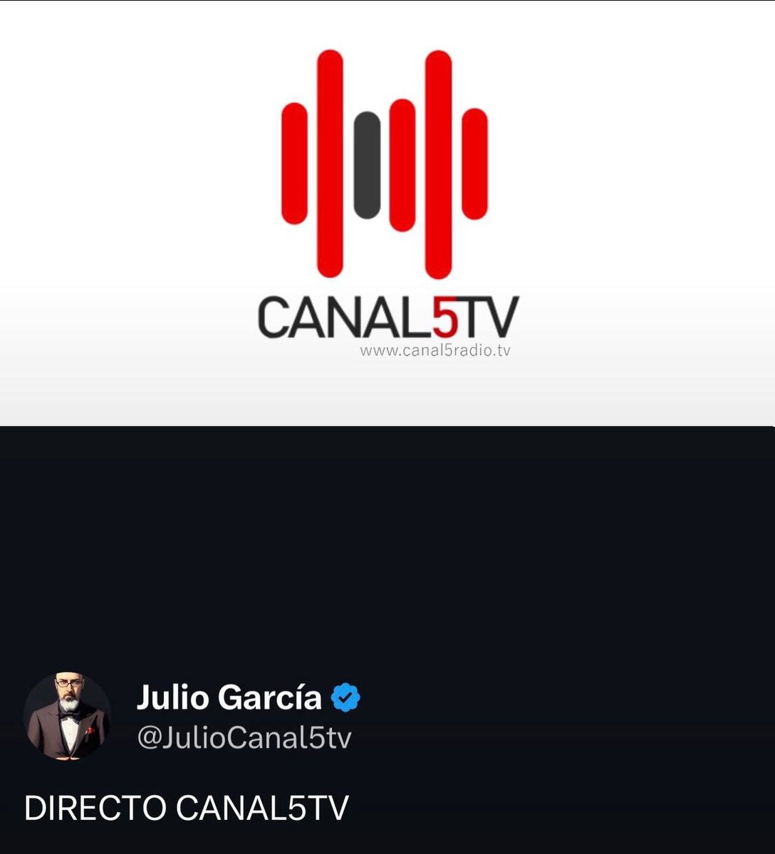 Además de emitir por YouTube, Kick y Twitch, <a href="/JulioCanal5tv/">Julio García</a> también emitirá ahora por X (Twitter)

Para más info y detalles, no olvidéis uniros al canal de Telegram en t.me/canal5informa