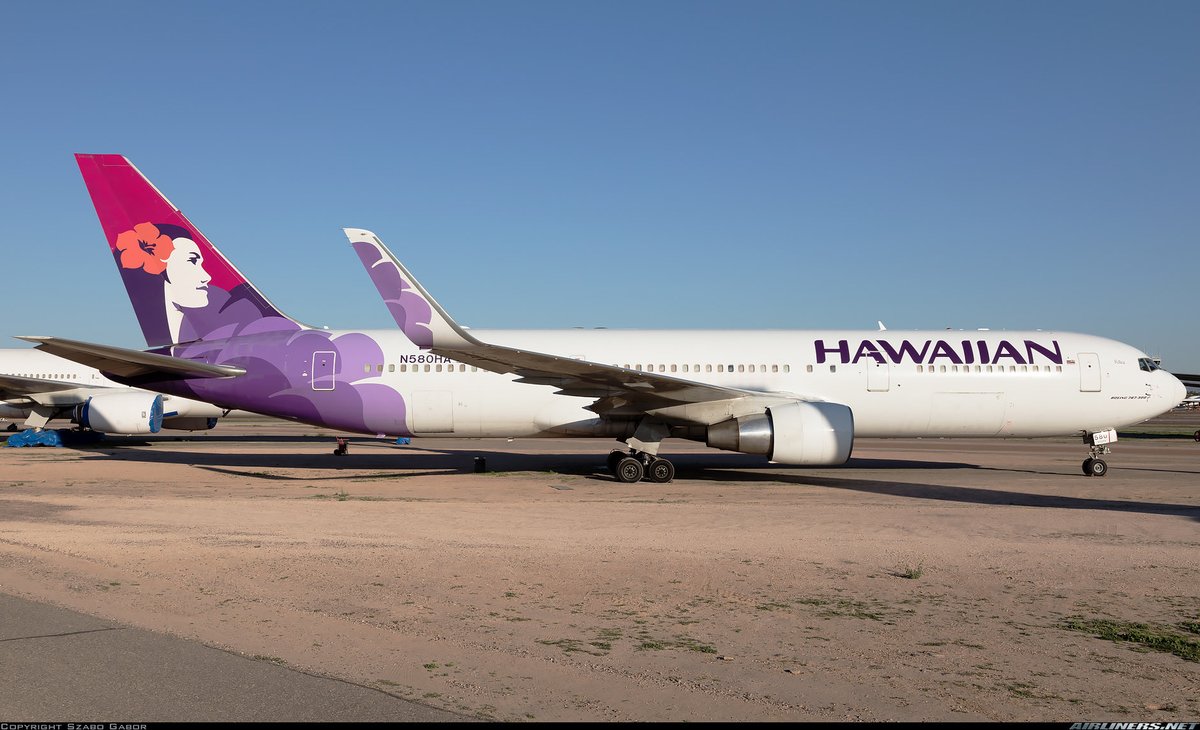 n194at's tweet photo. Hawaiian Airlines 
Boeing 767-33AER N580HA
GYR/KGYR Goodyear Airport
November 9, 2018
Photo credit Szabo Gabor 
#AvGeek #Aviation #Airline #AvGeeks #Boeing #B767 #HawaiianAirlines @HawaiianAir #GYR #Goodyear 🇺🇸 https://t.co/MyvmQPlqVN