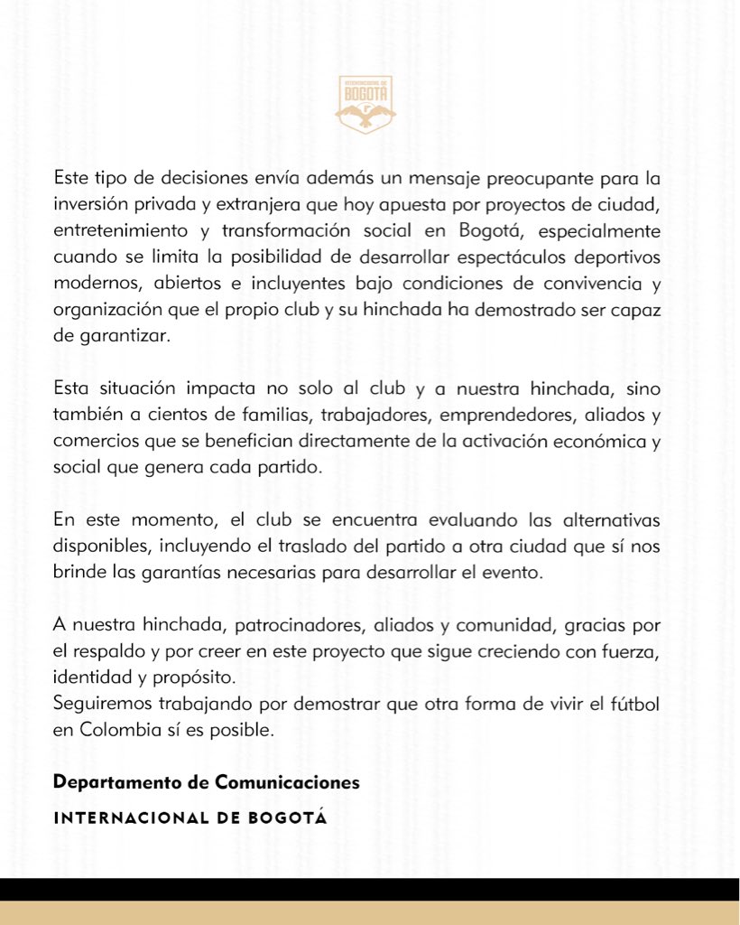Internacional de Bogotá tweet media