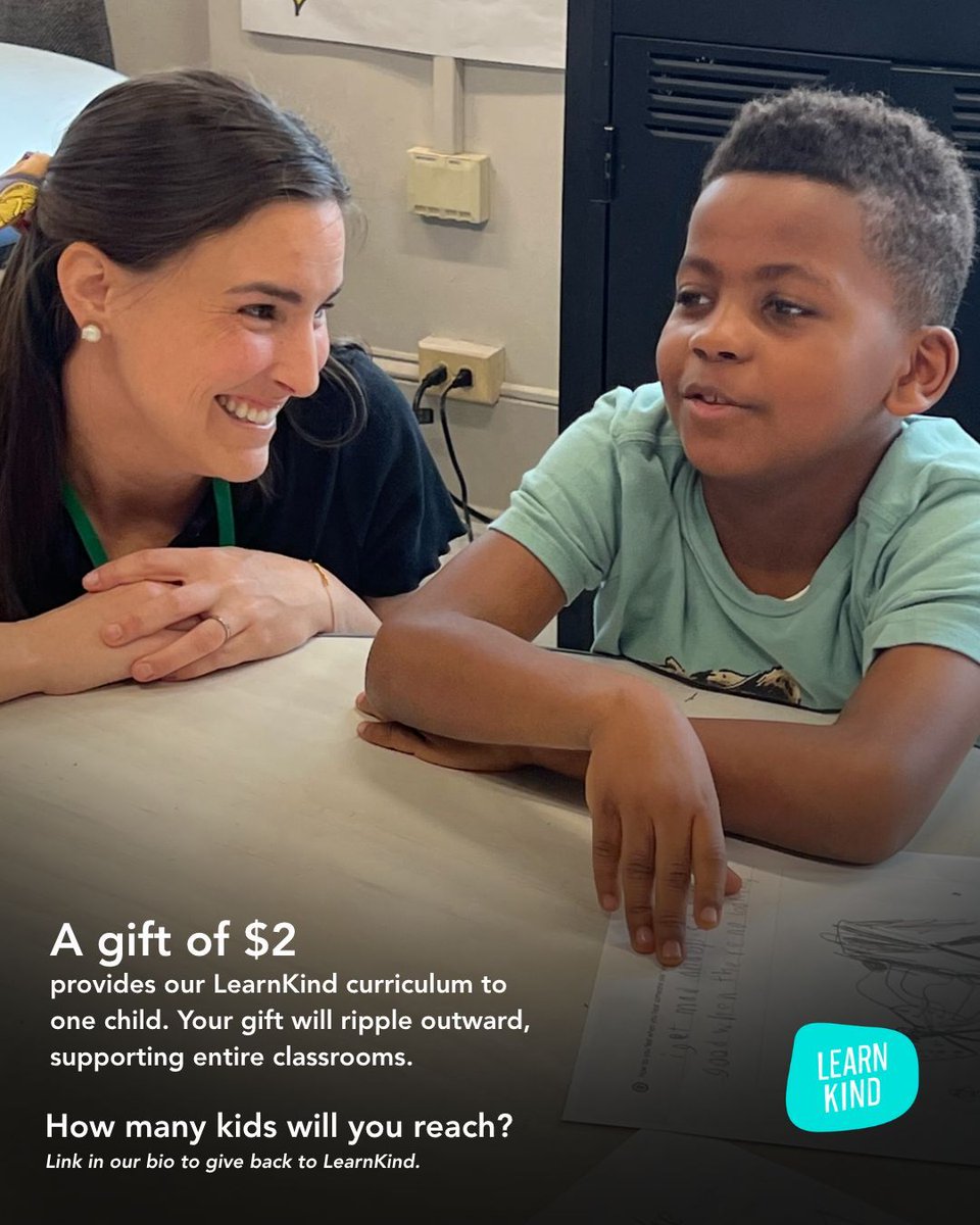 kindness_org's tweet photo. Just $2 brings Learn Kind to one child, with impact that reaches far beyond a single lesson.

If a teacher has ever made a difference in your life, this is one way to pay it forward.

Donate at the link in our bio. 💙 https://t.co/JaQrS2i0dd