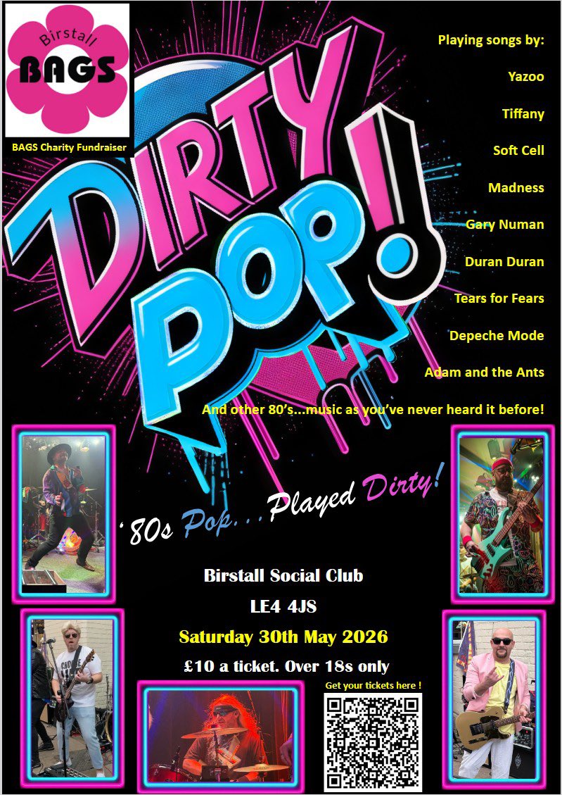 𝓓𝓘𝓡𝓣𝓨 𝓟𝓞𝓟

80s anthems turned ALL the way up 🎶🔥

A full live band bringing the biggest hits back with a dirty, high-energy twist you won’t see coming 👀

Synths, guitars, neon vibes and pure nostalgia… but louder, bolder and unapologetically in your face 💃🕺