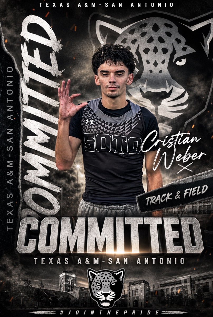 CoachSanchezSHS's tweet photo. Big shoutout to Cristian Weber on his commitment to Texas A&amp;M–San Antonio for Track &amp; Field! 🏃‍♂️🔥
Your hard work has paid off.
You’re leaving behind new school records and a lasting legacy.
Proud is an understatement! 
Congratulations C-Web! 🗣️💯 @NISD_Athletics @TAMUSanAntonio https://t.co/occhM0u7wM