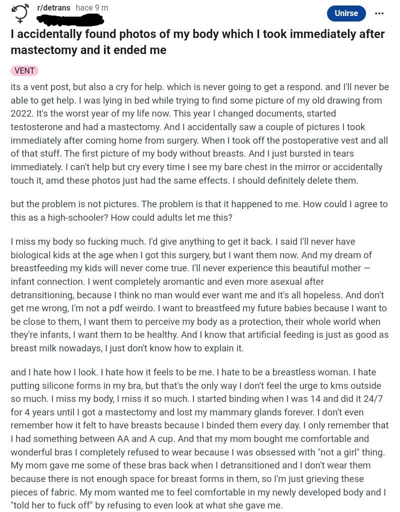 Daily reminder that r/detrans is considered a "hate subreddit" and is routinely attacked by trans subreddits.