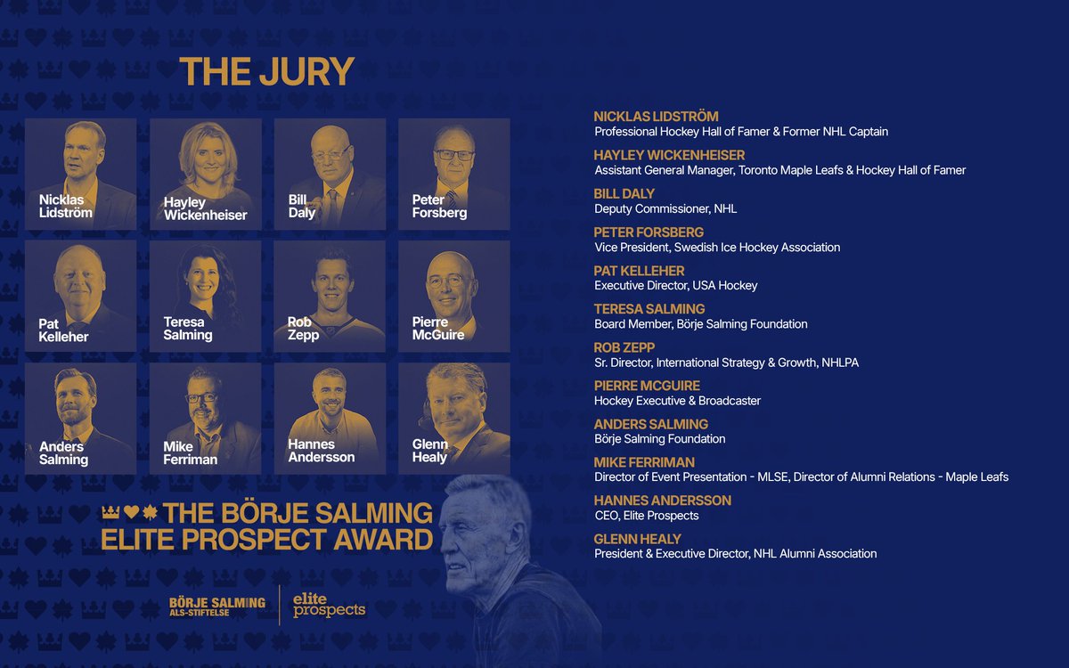 eliteprospects's tweet photo. The Börje Salming Elite Prospect Award is a global award for the people who make hockey better without ever asking for credit. The teammate who lifts the room. The volunteer. The rink parent. The one who was just always there.

Behind this award stands a jury that knows the game and believes the game is bigger than the scoreboard.

Created together with the Börje Salming ALS Foundation, and in support of the fight against ALS.

Nominations are now open worldwide. Know someone who deserves this → https://t.co/oPXWShbSLj