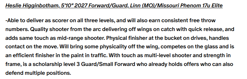 HesHiggs20's tweet photo. Thank you @FiveStateHoops for the player Eval! 🫶 https://t.co/HvmdOtLnSr