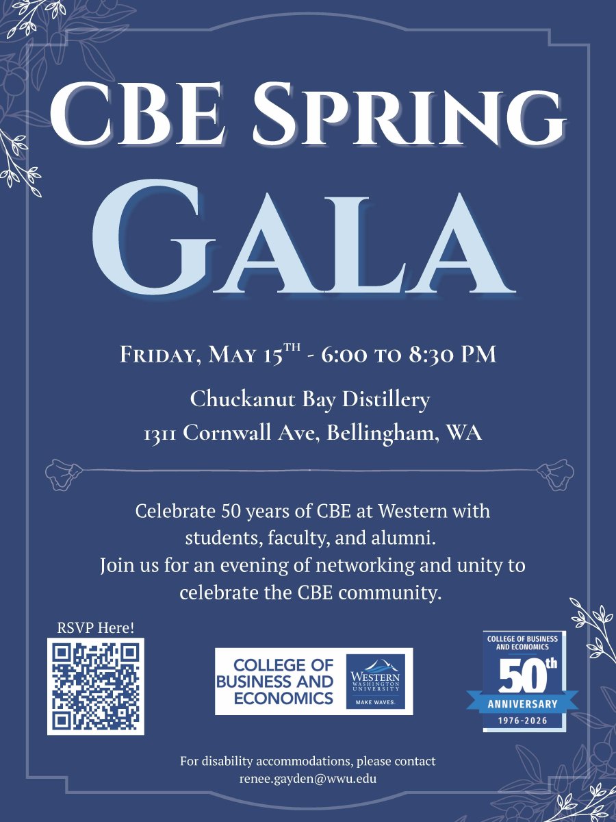 cbewwu's tweet photo. Cheers to 50 years of excellence!🥂

The College of Business and Economics is turning 50, and we want you to help us celebrate this incredible milestone. Join students, faculty, and alumni for the CBE Spring Gala! https://t.co/Ff8KpDGTV5