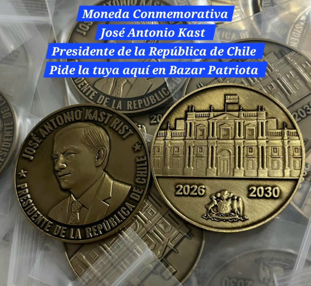 BazarPatriota's tweet photo. Esta mucho mejor la Moneda del presidente Kast que vendemos aquí en #Bazarpatriota 
¿Cómo se les ocurre hacer una moneda de Gabriel Boric, el peor presidente de Chile? https://t.co/akP3hyL9Et