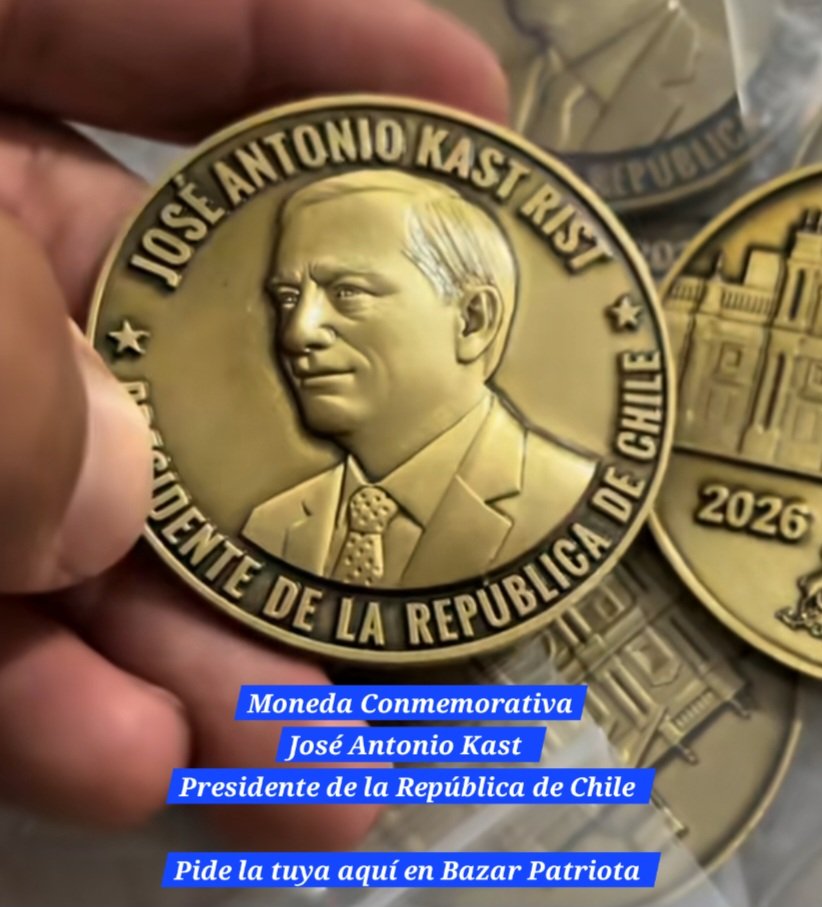 BazarPatriota's tweet photo. Esta mucho mejor la Moneda del presidente Kast que vendemos aquí en #Bazarpatriota 
¿Cómo se les ocurre hacer una moneda de Gabriel Boric, el peor presidente de Chile? https://t.co/akP3hyL9Et