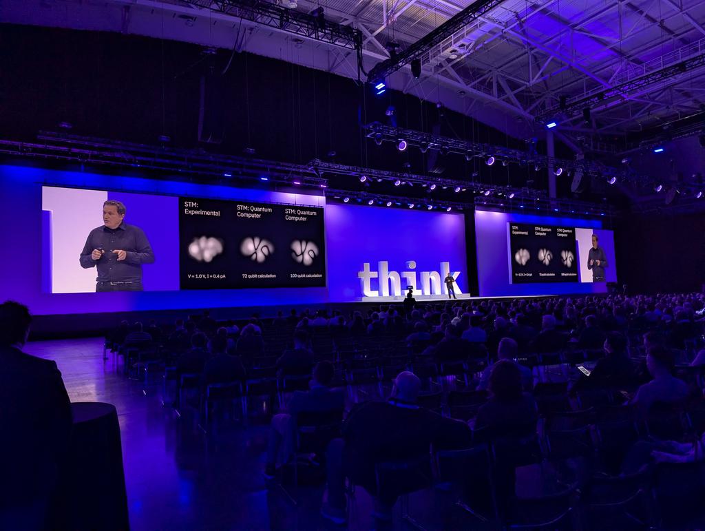 holgermu's tweet photo. Listening to the quantum progres of @IBM, of course with @JayGambetta, confirmed quantum superiority by 2029. #IBMThink https://t.co/Pvi43yg7px