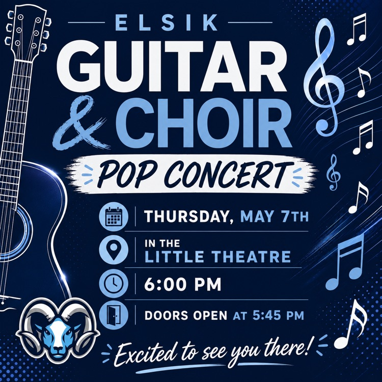ElsikNGCRams's tweet image. 🎶 Join us for the Elsik Guitar &amp;amp; Choir Pop Concert this Thursday in the Little Theatre! Doors open at 5:45 PM and the show begins at 6:00 PM. Come enjoy an evening of incredible music, energy, and Mighty Ram talent! 🎸🎤💙 #RamNation #LeadTheWay