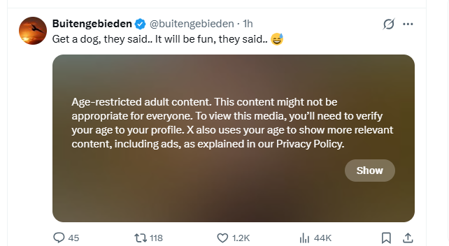 WillMelling's tweet photo. @buitengebieden Has your account gone in a new direction? https://t.co/l1n1a4Ce5J