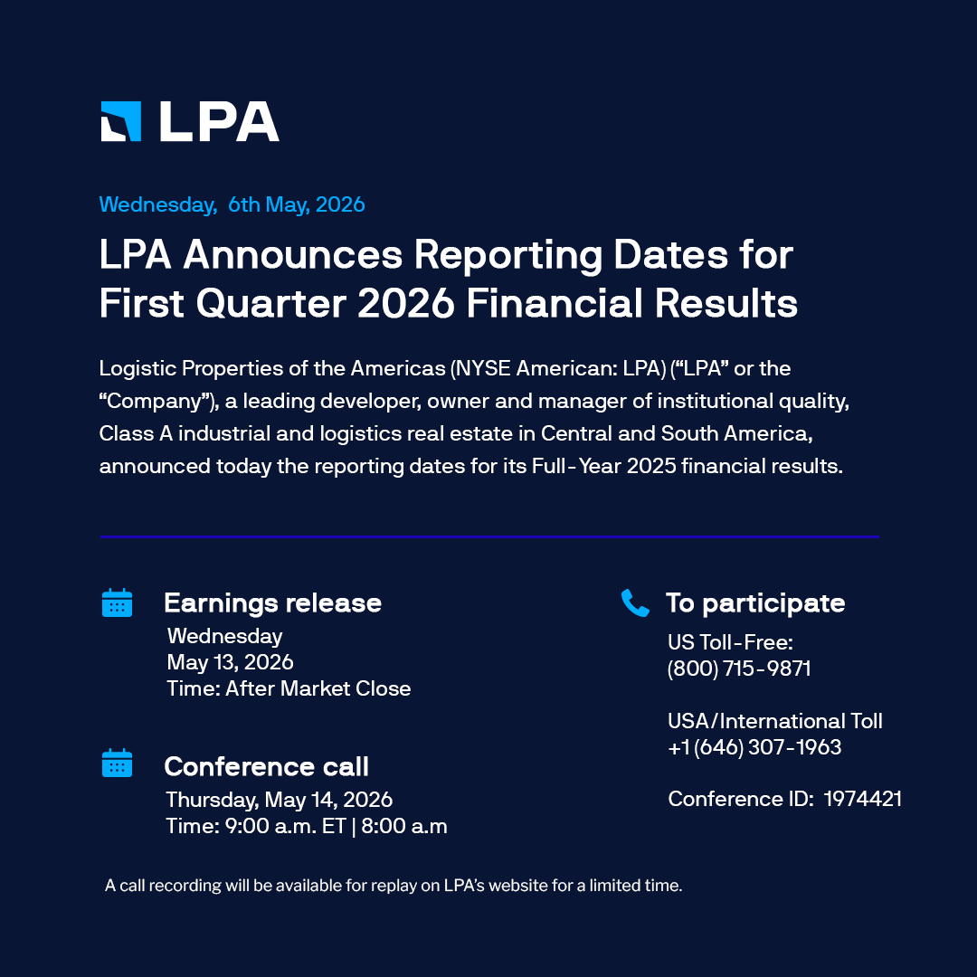 lpamericas's tweet photo. LPA will release its Q1 2026 financial results on May 13 (after market close).

📅 Conference call: May 14

🕘 9:00 a.m. ET | 8:00 a.m. CT

🔗 https://t.co/jz1jV0MIPy

#LPA #Earnings #InvestorRelations #TheAmericas https://t.co/03HKpgLAIO