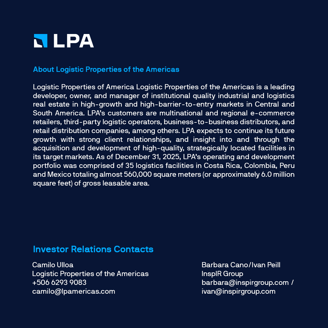 lpamericas's tweet photo. LPA will release its Q1 2026 financial results on May 13 (after market close).

📅 Conference call: May 14

🕘 9:00 a.m. ET | 8:00 a.m. CT

🔗 https://t.co/jz1jV0MIPy

#LPA #Earnings #InvestorRelations #TheAmericas https://t.co/03HKpgLAIO