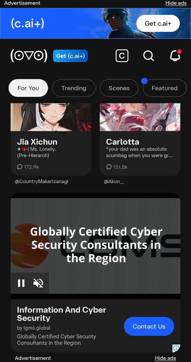 Zirkaku's tweet photo. #Characterai becoming more and more ridiculous with the ads. https://t.co/cwVsMHYeki