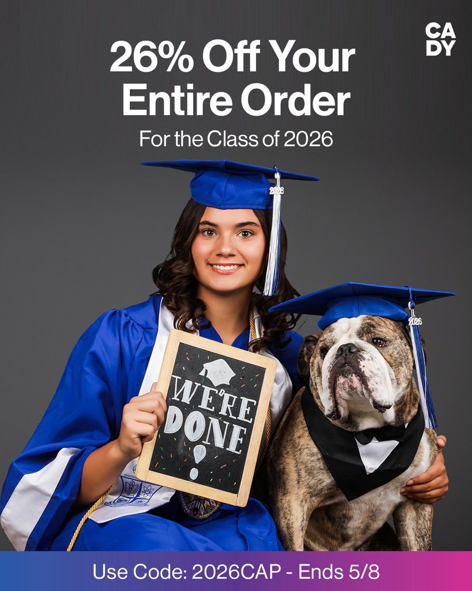 Cady_Studios's tweet photo. 26% OFF for the Class of 2026! 🎓🎉  Purchase your Cap &amp; Gown portraits today and celebrate the moment. Tap the link and use code 2026CAP: https://t.co/VSXV8JOpLf

#CapandGown #Senior2026 #Classof2026 #CADY https://t.co/bc3kxwddF3