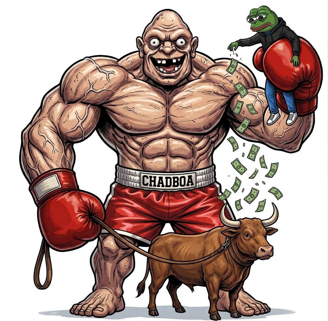 CHADBOA's tweet photo. While you wait for Pepe to moon, I'm busy making the Bull dance on a leash. Total market control. Raw Alpha energy. 🥊🦍 
$CHADBOA
#CHADBOA #PEPE #SOLANA #KRYPTO https://t.co/TCqsdNm8Ly