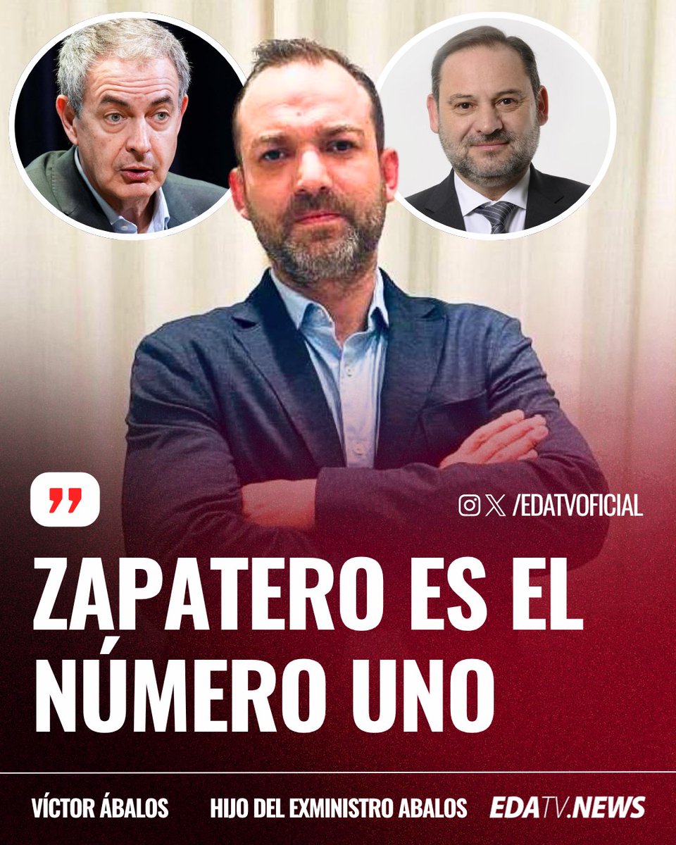 ‼️🇪🇸 | #GRAVE Tiembla el PSOE: el hijo del exministro Ábalos rompe todo en el programa 'En Guardia' y señala al expresidente socialista: "Zapatero es el número uno".