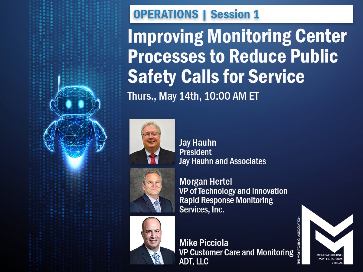 MonitoringAssoc's tweet photo. Reducing unnecessary public safety dispatches starts with better monitoring center processes. Learn practical strategies to reduce false alarms at the 2026 @MonitoringAssoc Virtual Mid-Year Meeting. Preview the program and register by 5/11 at https://t.co/qP0BZT8Mlg https://t.co/JSgi7rKXDq