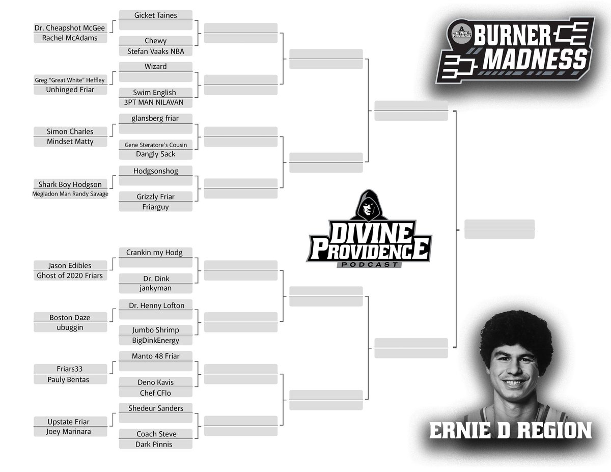 Divine_ProvPod's tweet photo. Ernie D Region bracket #BurnerMadness https://t.co/jcXNpePiMo
