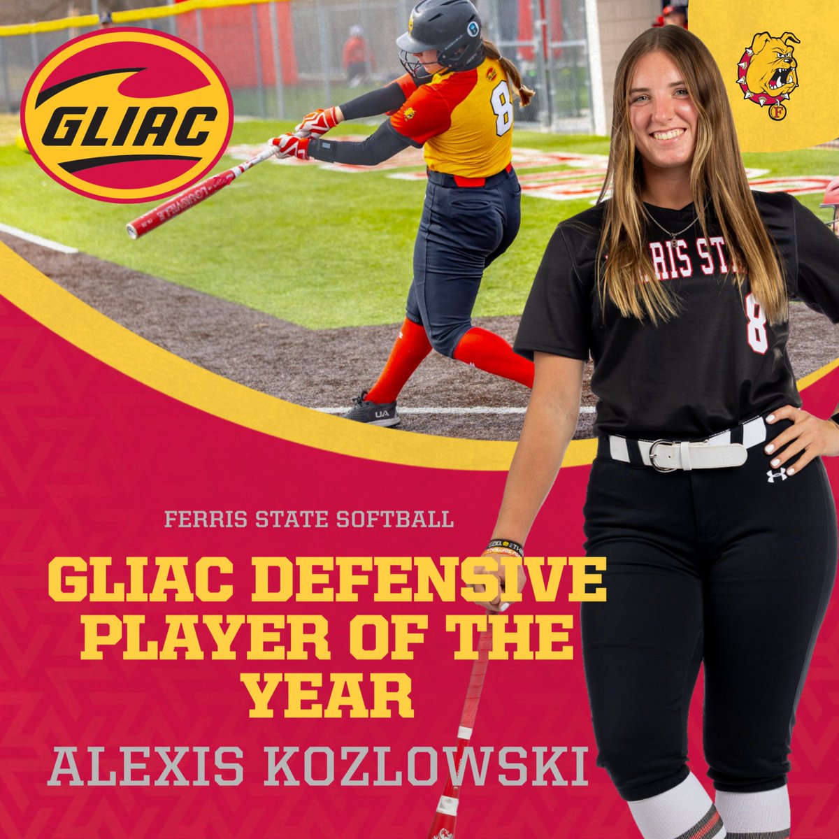 ferrisathletics's tweet photo. GLIAC DEFENSIVE PLAYER OF THE YEAR! FSU's Alexis Kozlowski was chosen as the GLIAC Softball Defensive Player of the Year! @FSU_SB https://t.co/B01BoIcaOp