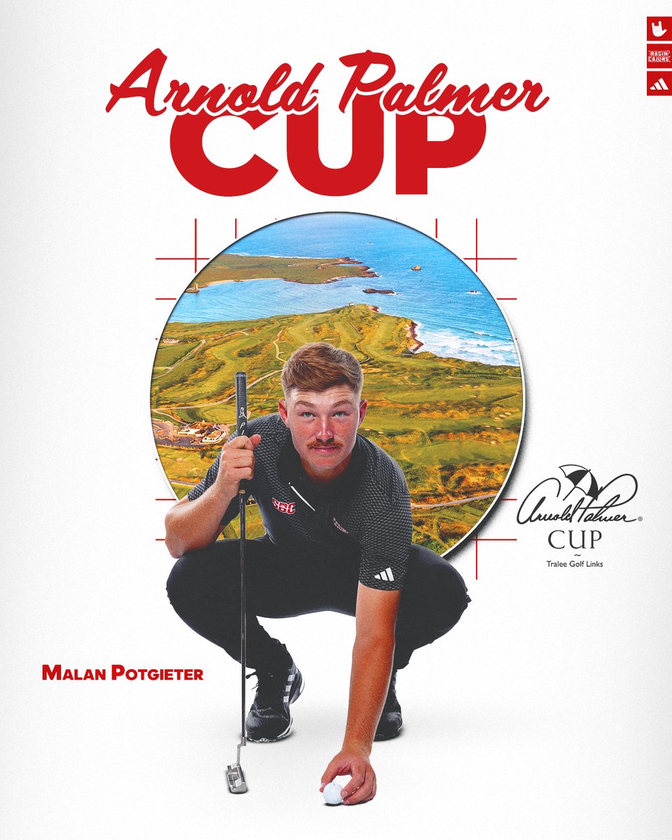 RaginCajunsGolf's tweet photo. What a 24+ hours it's been for Malan Potgieter ⛳️

👉 Named First-Team All-Sun Belt Conference
👉 Selected to play in the Arnold Palmer Cup in Ireland
👉 NCAA Regional Participant (Athens, GA)

#GeauxCajuns https://t.co/NuZUY1Ajfb