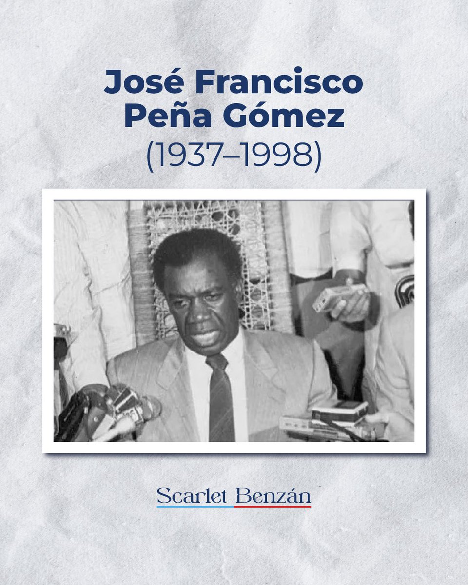Hoy recordamos el fallecimiento de José Francisco Peña Gómez, líder histórico y referente de la democracia dominicana. Su vida y legado siguen inspirando la lucha por la justicia social, la inclusión y el fortalecimiento democrático en el país.

#PeñaGómez #HistoriaDominicana