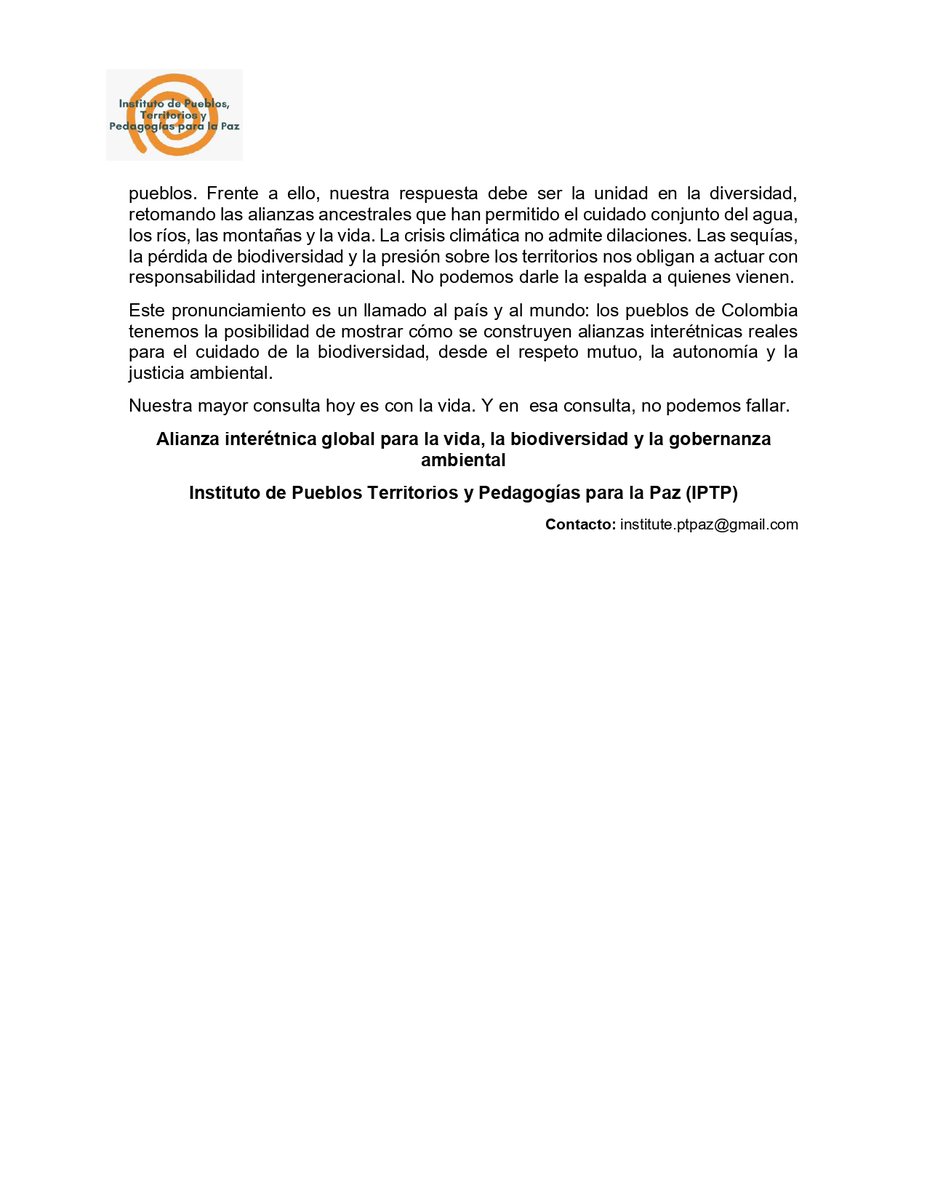 Instituto Pueblos Territorios Pedagogias para Paz tweet media