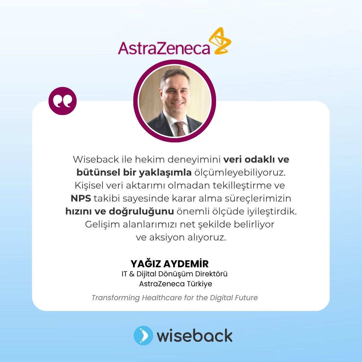 wiseback's tweet photo. Focusing on digital transformation in healthcare, AstraZeneca Türkiye is making physician experience more meaningful through data.

Real value comes from turning feedback into action.

https://t.co/rV5iYBOQw6

#CX #NPS #AI #CustomerExperience https://t.co/35akeDrvZ8