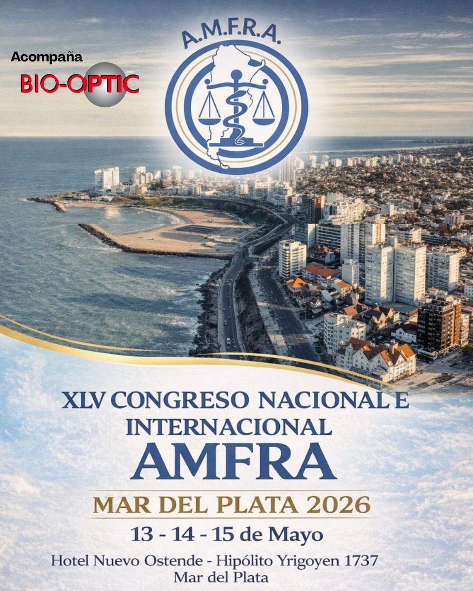 bio_optic's tweet photo. Presentes en el XLV Congreso A.M.F.R.A. 2026! ✨

Desde Bio-Optic tenemos la alegría de acompañar a la Asociación de Médicos Forenses de la República Argentina en una nueva edición de su Congreso Nacional e Internacional. https://t.co/007QREM5EL