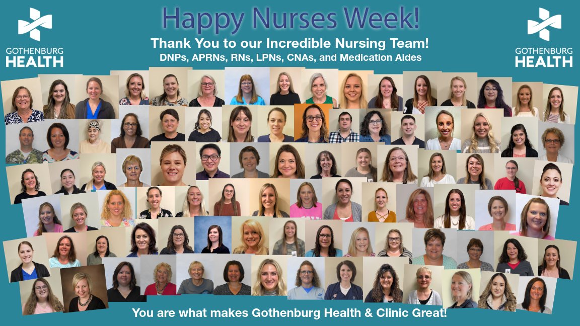 GburgHealth's tweet image. At Gothenburg Health, we have nurses with unparalled passion. During National Nurses Week, we want to celebrate nurses who serve our patients and our community! If you see a nurse this week, be sure to thank them for all they do!  #GothenburgHealth #NationalNursesWeek