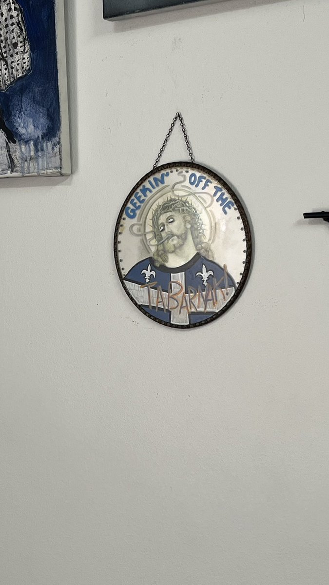 oopsmercury's tweet photo. shoutout my lovely friend who brought me to a random mans apartment who had this on the wall. and yeah i did bully the fuck out of the dude, of course. https://t.co/jsXsm9SEY0