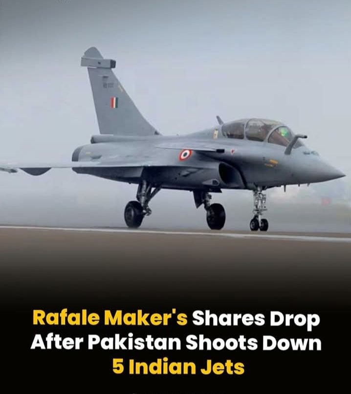 Dassault shares drop 6% after Pakistan shoots down 6 Indian jets, including 3 Rafales, amid rising LoC tensions. PAF confirms all Pakistani aircraft returned safely. Laughed at Indians 😂 
Rafale is great if employed well😂 
پاک فوج نام ہے اعتماد کا
عاصم کنگ
#ہم_ہیں_بنیان_المرصوص