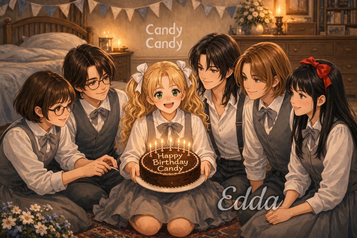 eddajannett20's tweet photo. Pensé en el cumpleaños de Candy…
y luego recordé que Annie también cumple el 7 de mayo 💖
Así que esta escena terminó teniendo dos versiones ✨
y me quedé con ambas 🎂
#キャンディ生誕祭2026
#CandyCandy #CandyCandyAnime
#キャンディキャンディ
#CandyCandyFans
#AIArt https://t.co/x03cd6ou9H