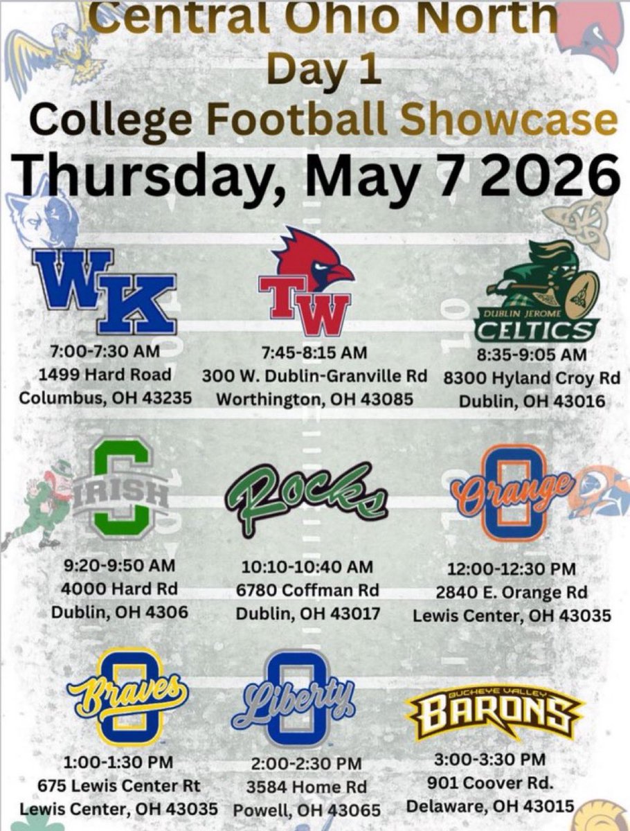 andygross140's tweet photo. I will be in attendance at 1-1:30 at the Olentangy College Showcase. Let’s go!! @CoachBart11 @OHSBravesFB @j_kelley7 @coachcorn10 https://t.co/BFwnNn5bnI