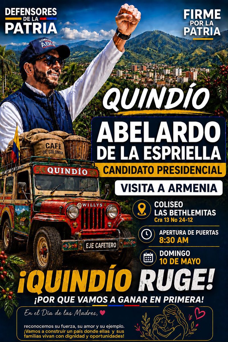 🚨 ¡ATENCIÓN EJE CAFETERO! 🚨

El fenómeno del Tigre 🐅 ya se tomó las calles de Colombia y este fin de semana llega con toda su fuerza a nuestra tierra.

🇨🇴 ¡MANIZALES RUGE!
📍 Sábado 9 de mayo — 9:00 AM
🏫 COLSEÑORA

🇨🇴 ¡PEREIRA RUGE!
📍 Sábado 9 de mayo — 4:00 PM
🏛 Plaza de