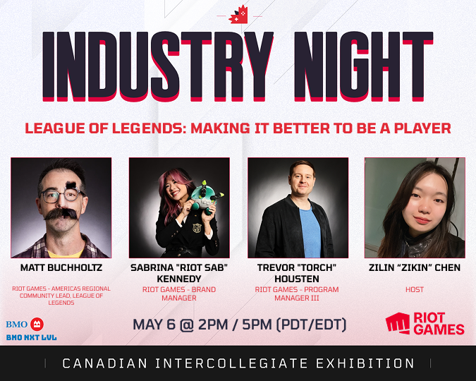 CIE_GGs's tweet photo. Join us TODAY to take a look behind the scenes on Riot's player first approach 👀

🎙️@ggmattb, @sabby, @EsportsTorcH and Zilin "Zikin" Chen
📅 May 6, 2026
⏰2:00 PM PST / 5:00 PM EST
💻https://t.co/VSy36o3P4n https://t.co/HRptIT3Qwb