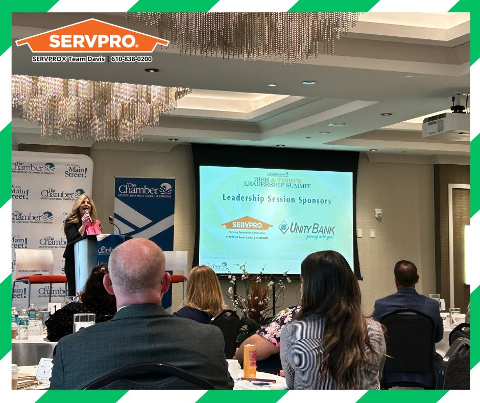 😎 A great way to beat rainy Wednesday vibes is to Rise and Thrive! SERVPRO Team Davis is very proud to have sponsored this morning's Leadership Summit, held by the Ambassador's Council of the Greater Lehigh Valley Chamber of Commerce!

#servproteamdavis #riseandthrive