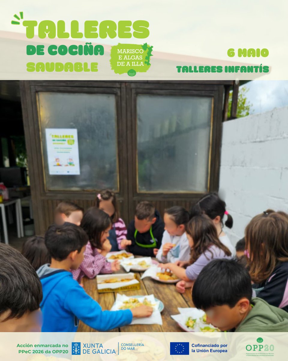 OPP20AIlla's tweet photo. |OPP20PROMOCIÓN
👩‍🍳🌊 Comezan os talleres de cociña infantís 2026 co CEIP Torre Illa.

Hoxe participaron 33 alumnos-as de 2º de primaria:
🍪 Galletas con wakame
🥗 Aperitivos con leituga de mar
🦪 Entrantes con ameixa rubia sobre galletas mariñeiras

#Promoción #MariscoDeAIlla https://t.co/bLTQ8jcCf7