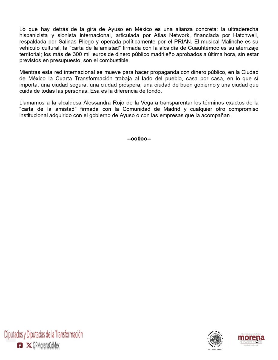 Grupo Parlamentario de Morena en Ciudad de México tweet media