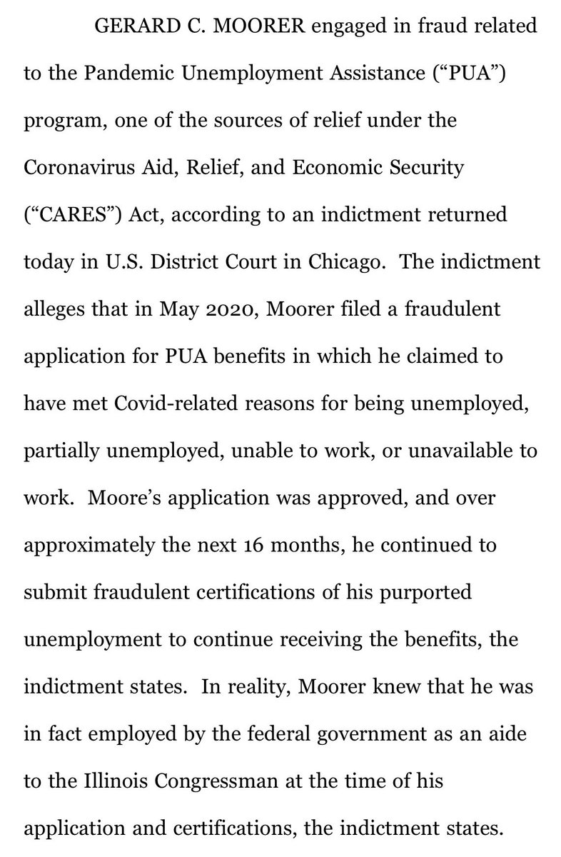 jmetr22b's tweet image. JUST IN: Gerard Moorer, an aide to U.S. Rep. Danny Davis, D-Chicago, has been indicted on federal COVID-19 fraud charges alleging he claimed to be unemployed to collect $31,000 in pandemic compensation