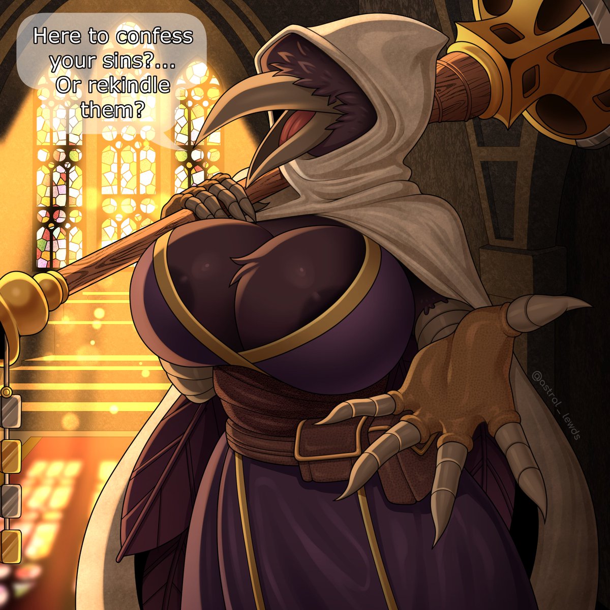 Here to confess your sins?... Or rekindle them?

Full color + background work for Viorayne :D
