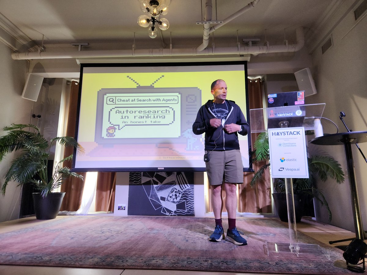 softwaredoug's tweet photo. Chatting autoresearch for rankers at #haystackconf https://t.co/84WqpASuN5