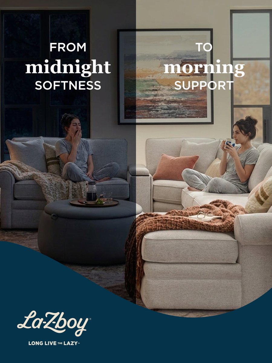 LazboyMe's tweet photo. Whether you’re winding down or starting fresh, comfort should always be consistent.​

#LaZBoyME #ChillModeOn #ReclinerLife https://t.co/fGDgrMmVJ3