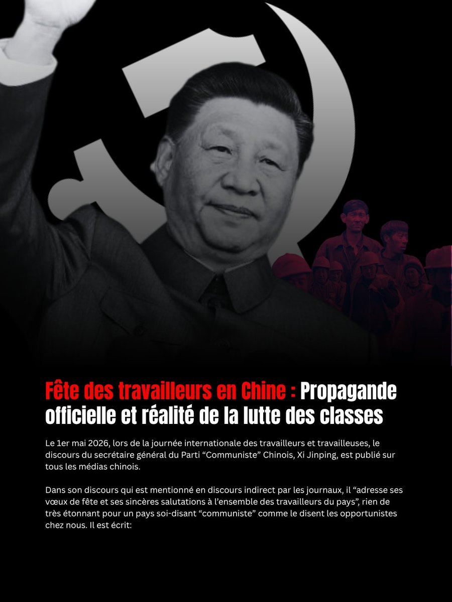 LesFeuxduPeuple's tweet photo. 📌 Fête des travailleurs en Chine : propagande officielle et réalité de la lutte des classes 🇨🇳🚩

➡️ Lisez l'article complet sur notre site internet https://t.co/CVKIxfqrFd