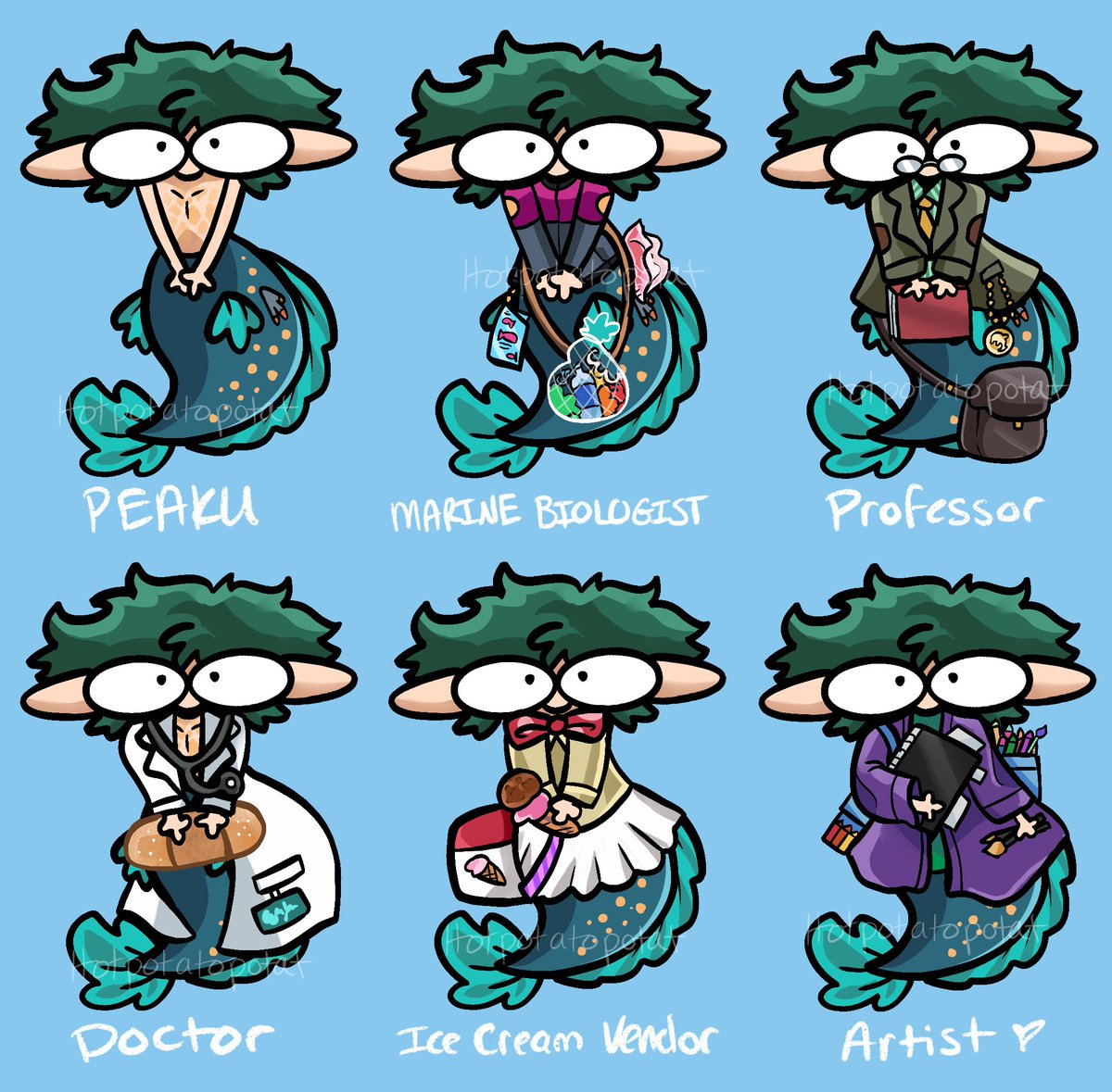HotPotatoPotat's tweet photo. Peaku wears many hats, has many interests, and wants to be many things. I say yes to all of it! https://t.co/1QkcwTlCSX